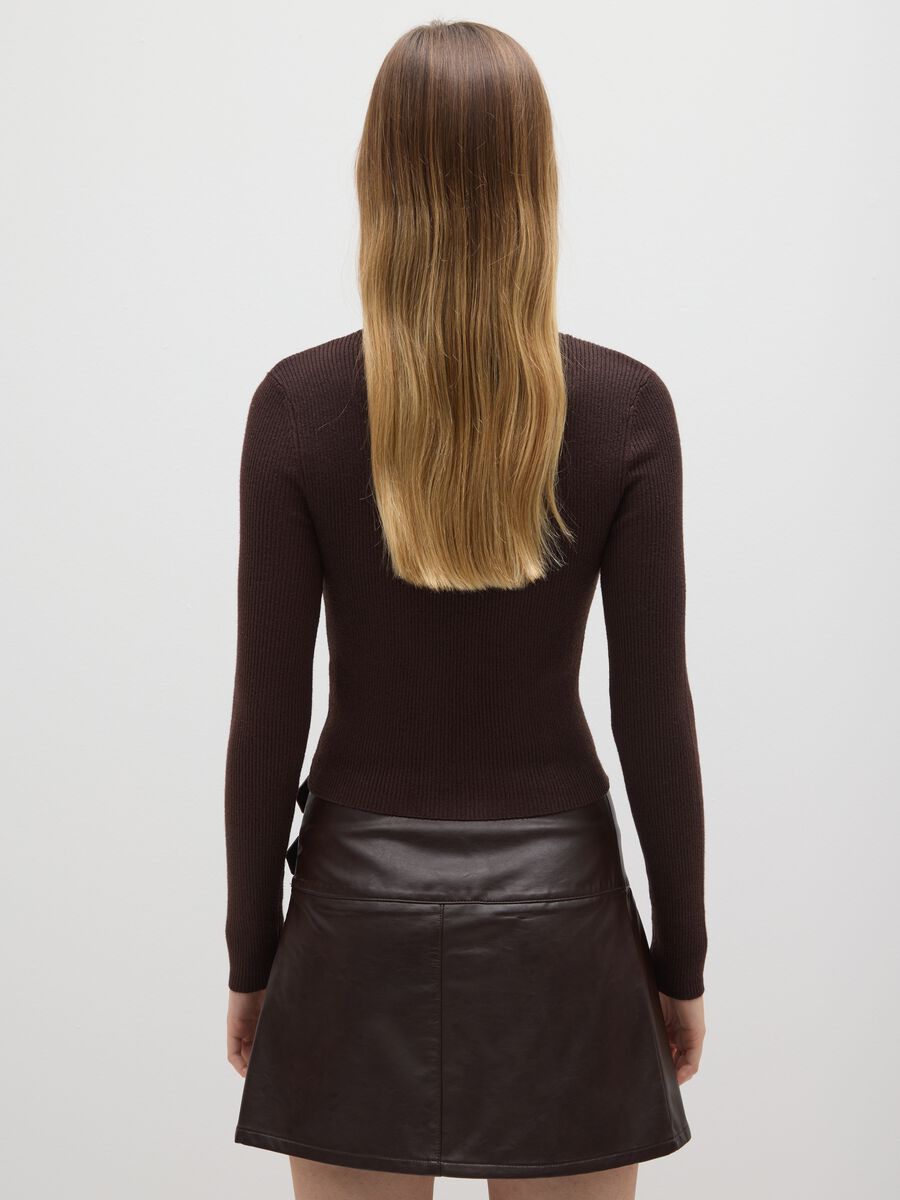 Brown mock neck fitted sweater_2