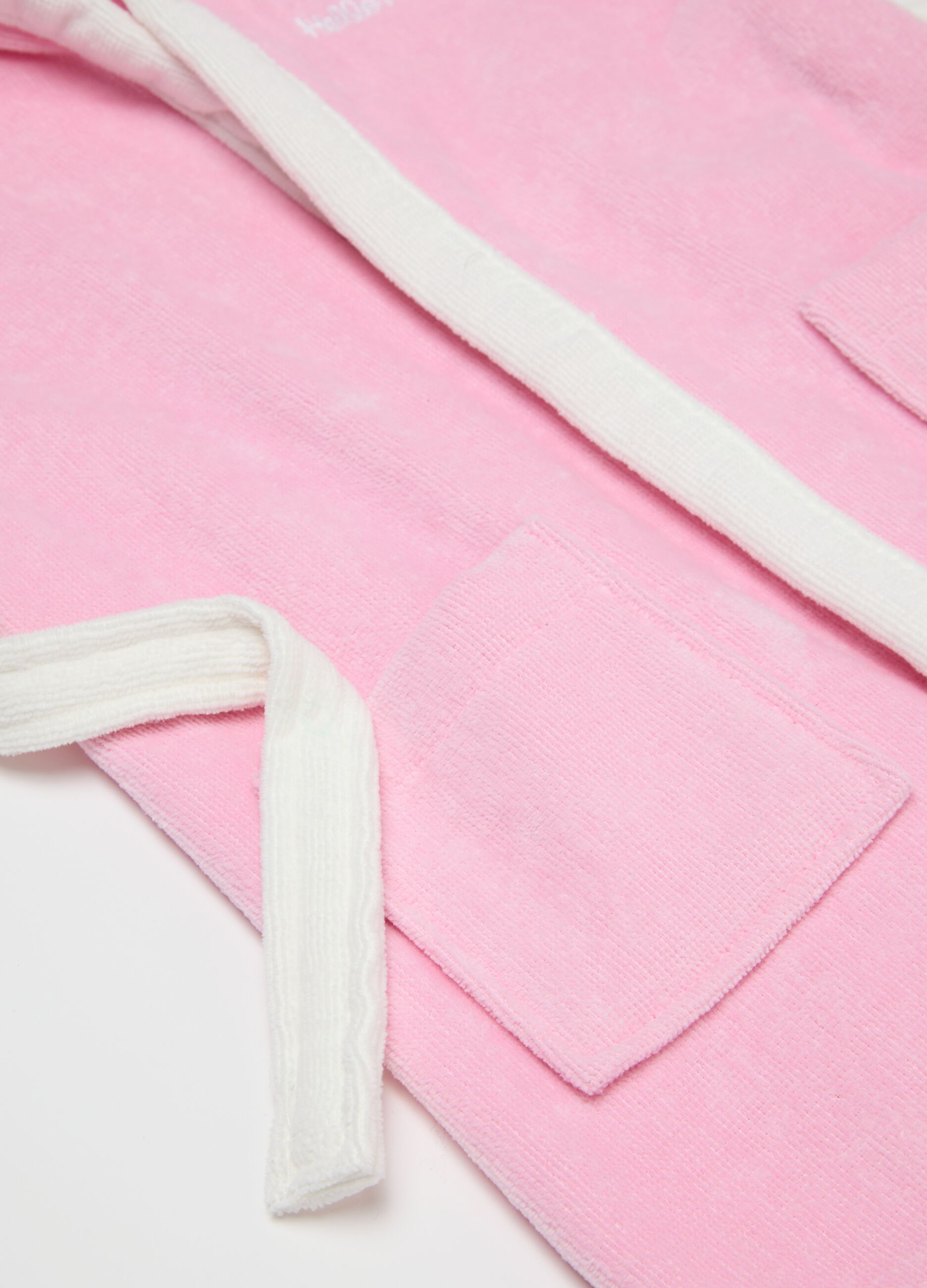 Girls’ multicoloured robe in 100% cotton with hood and pockets