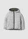 Grey reversible ultralight hooded zip jacket for boys_0