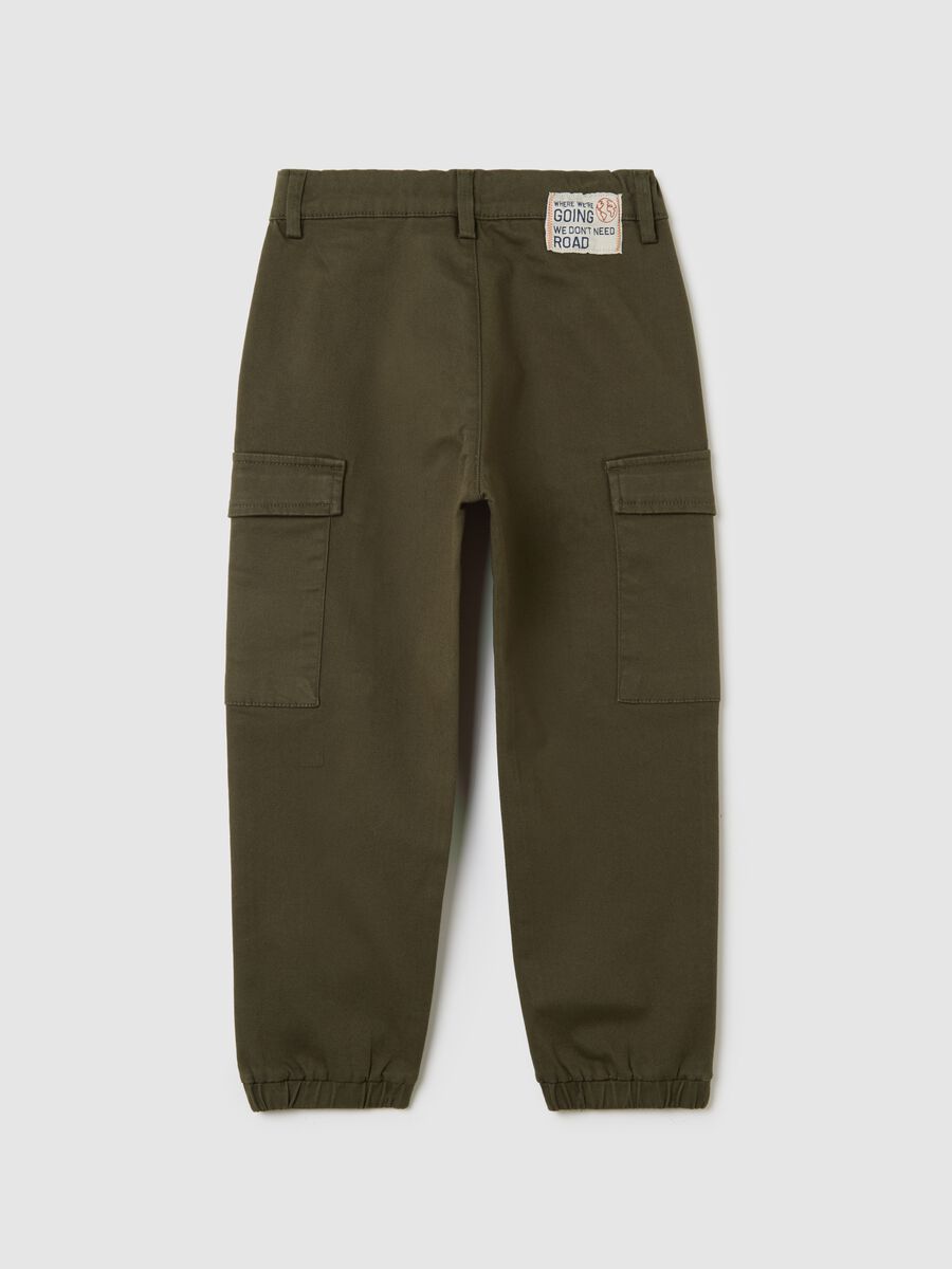 Green Stretch Cotton Blend Children's Trousers_1