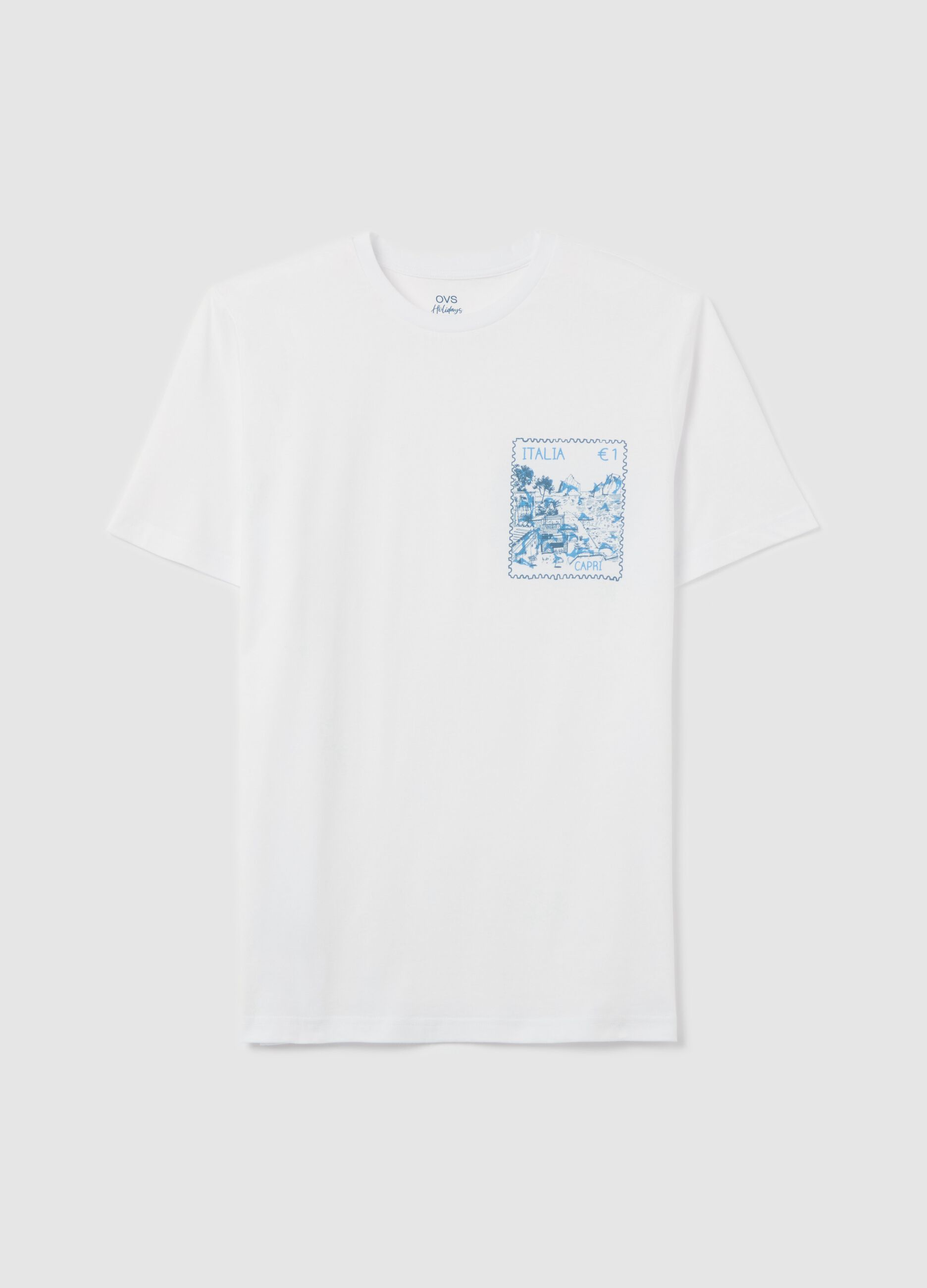 Cotton T-shirt with "Italia Capri" print