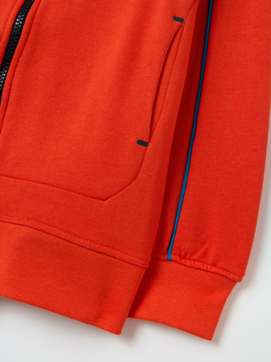 Full-zip sweatshirt in French terry with hood and logo patch_3