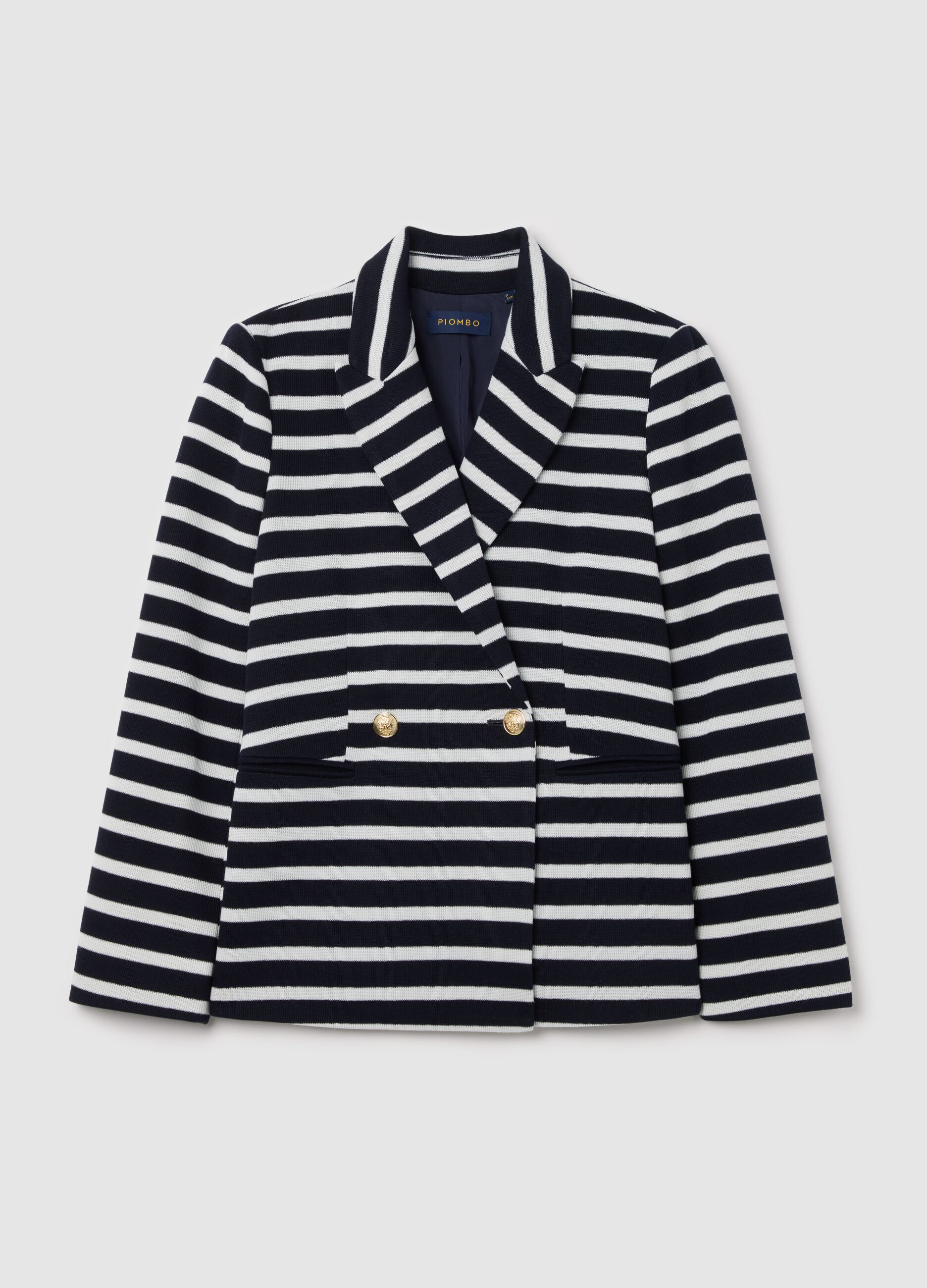 Blazer doppiopetto in maglia con bottoni dorati