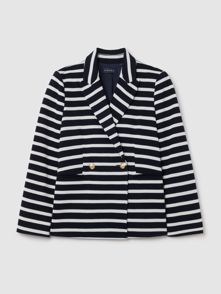 Double-breasted blazer in jersey with gold-coloured buttons_4