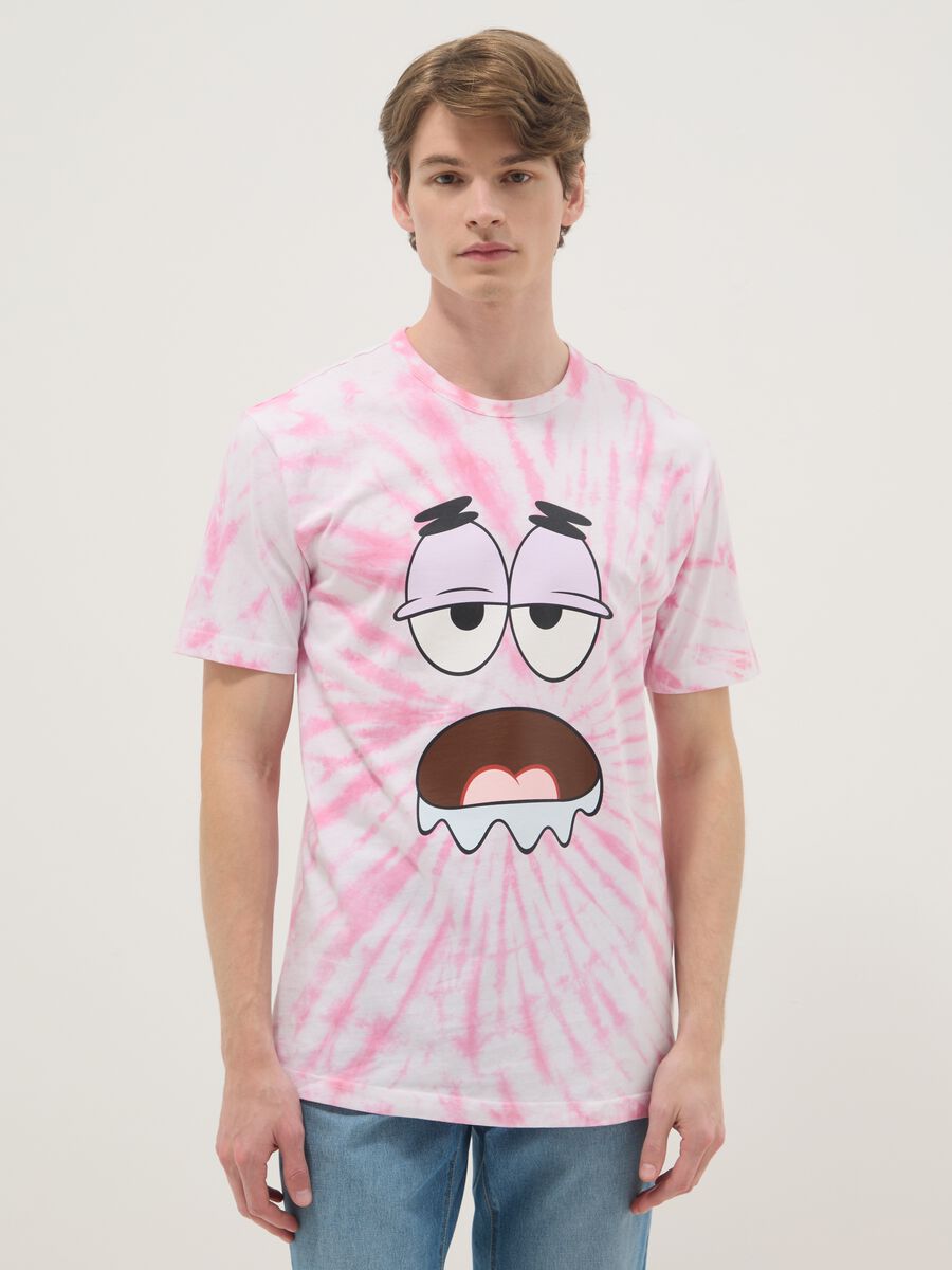 Multicolour pure cotton tie-dye regular fit T-shirt with Patrick Star_1