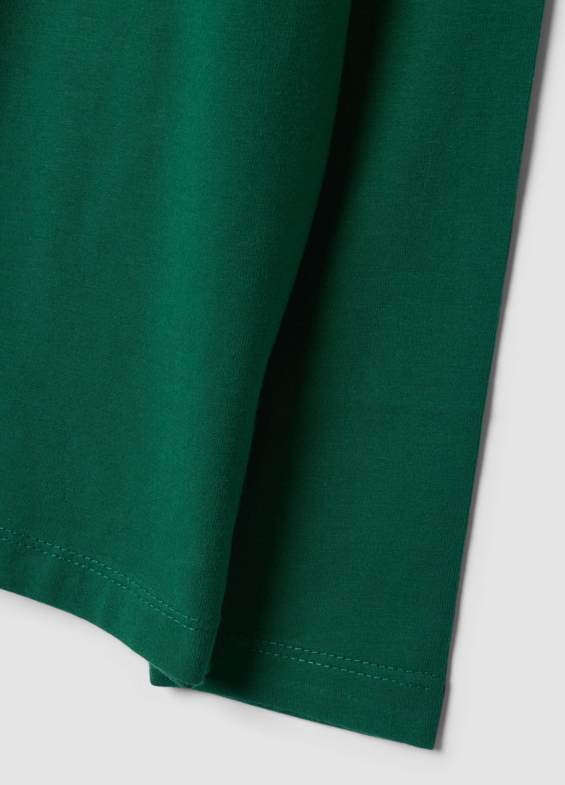 Green crew-neck T-shirt in stretch organic cotton