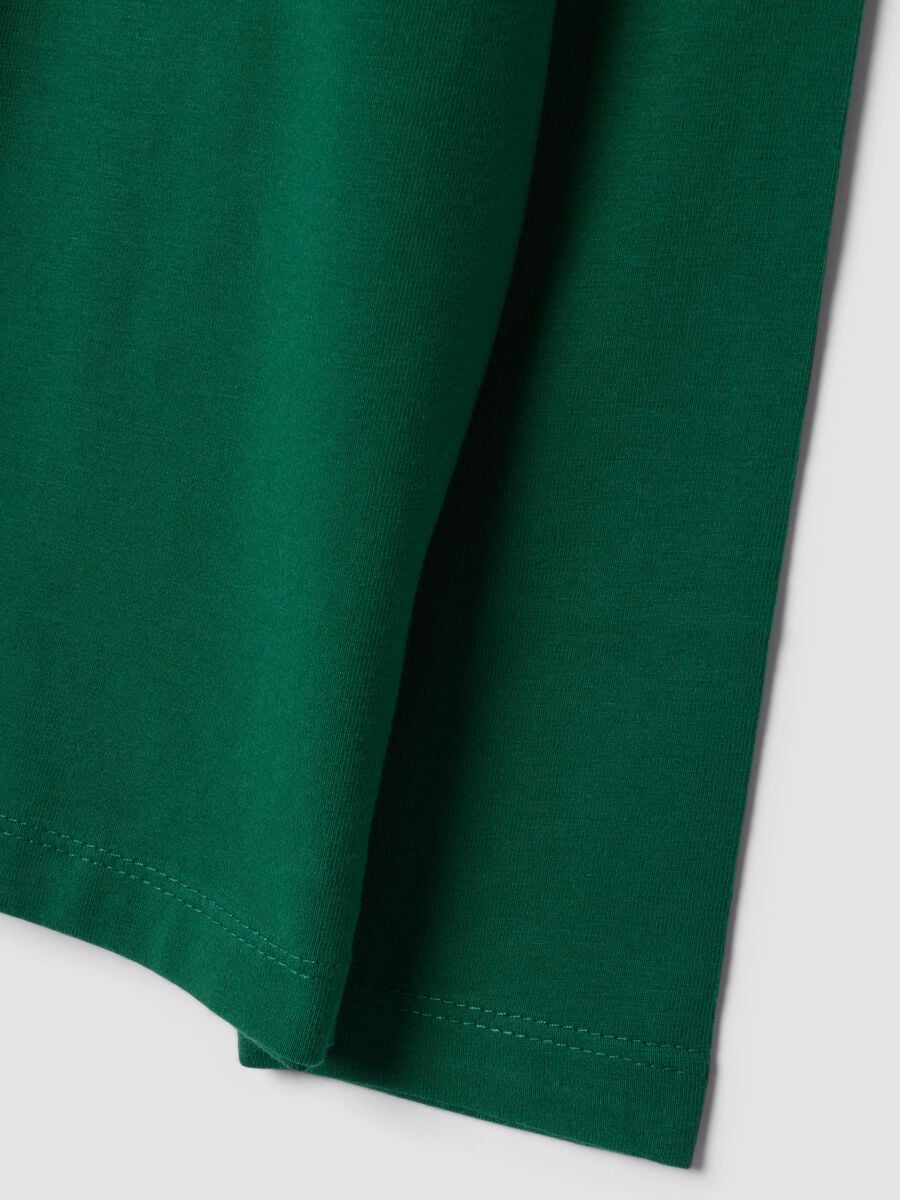 T-shirt verde in cotone organico elasticizzato girocollo_3