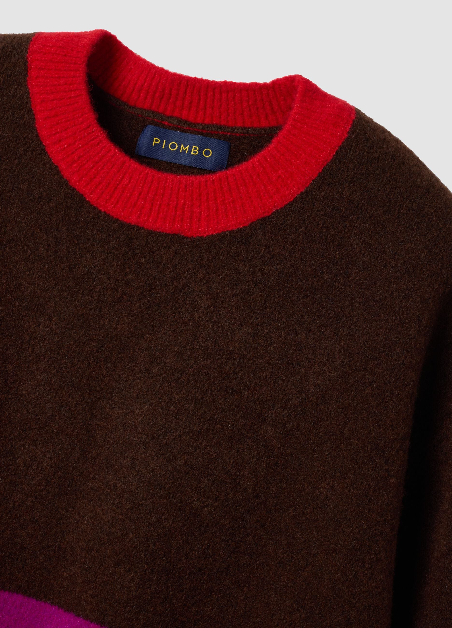Dark brown striped stretch-wool crew-neck jumper
