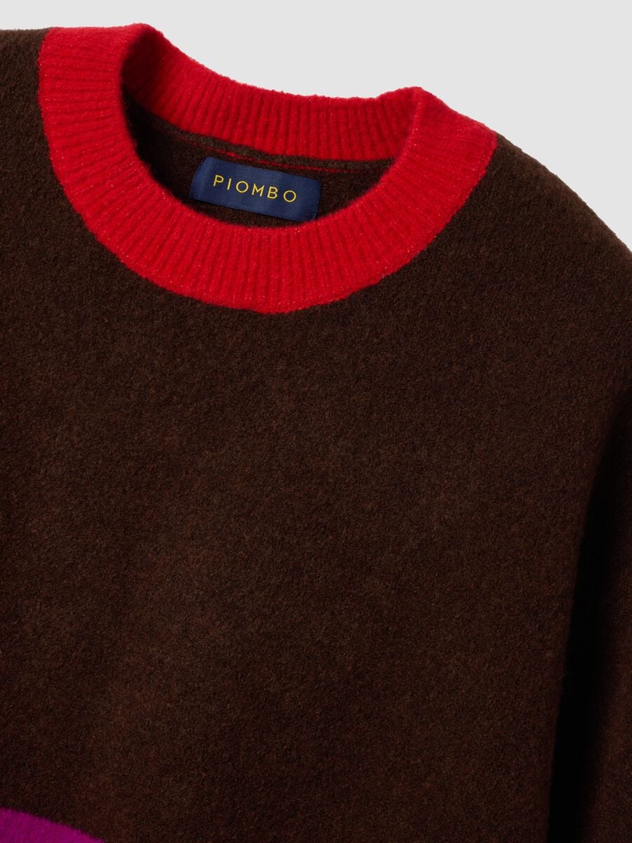 Dark brown striped stretch-wool crew-neck jumper_2