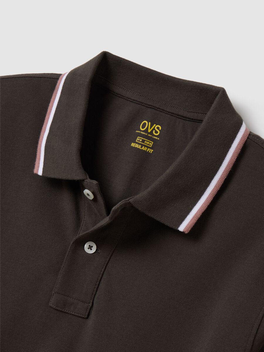 Brown short sleeve cotton polo_5