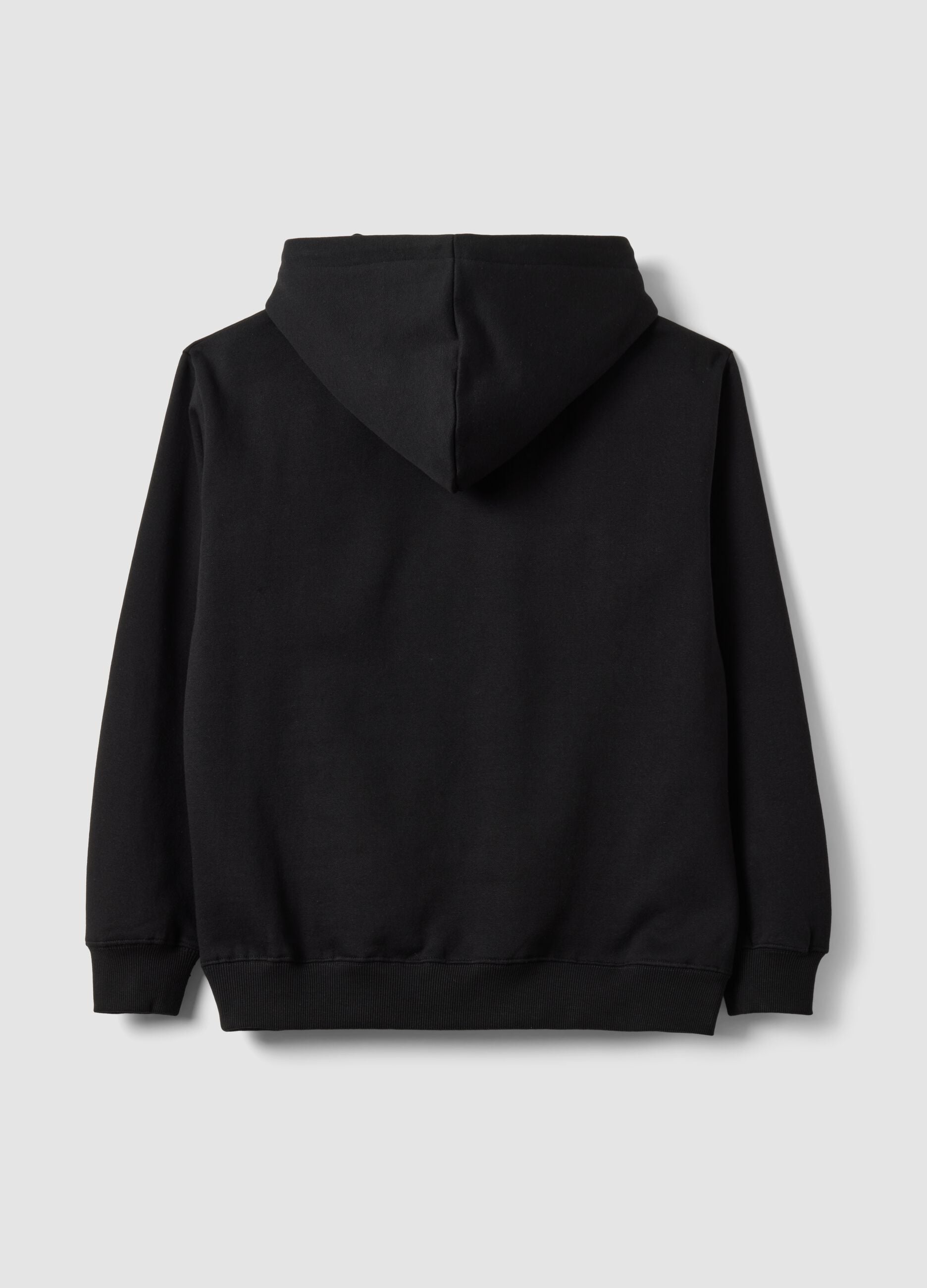 Black cotton-blend hoodie with Rolling Stones print