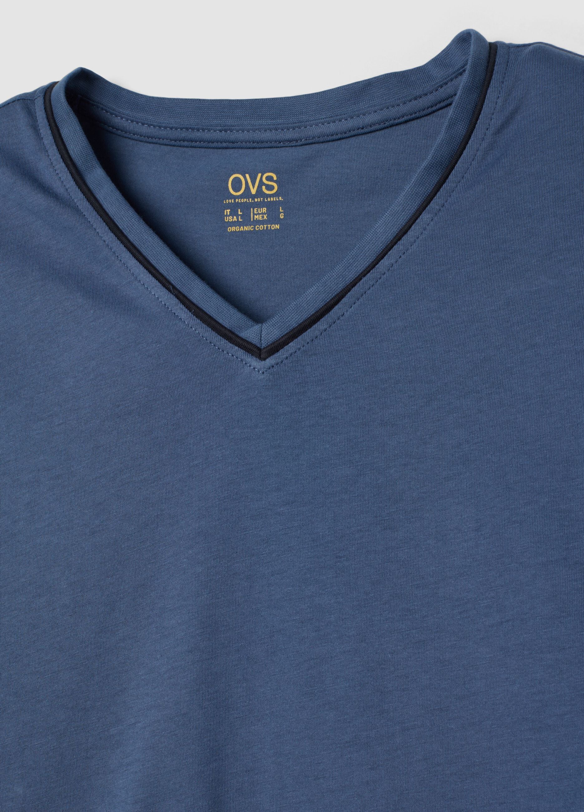 Blue pure organic cotton V-neck pyjamas