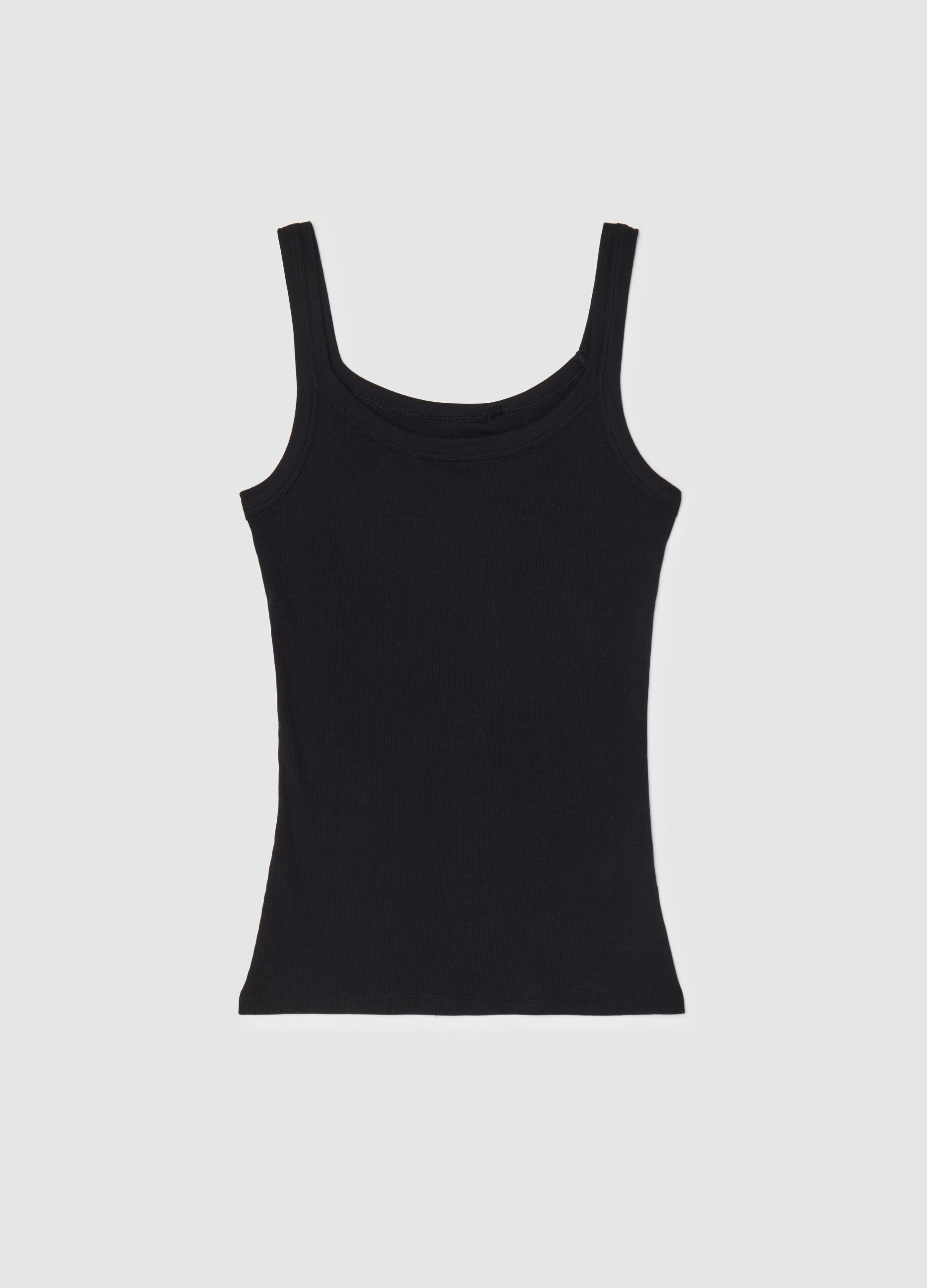 Ribbed vest with round neck