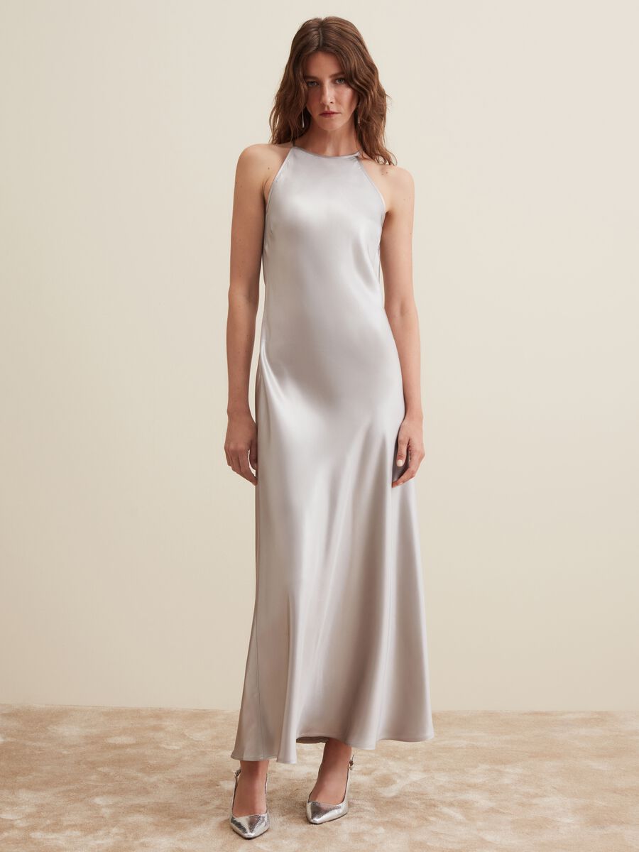 Abito lungo in viscosa satin_0