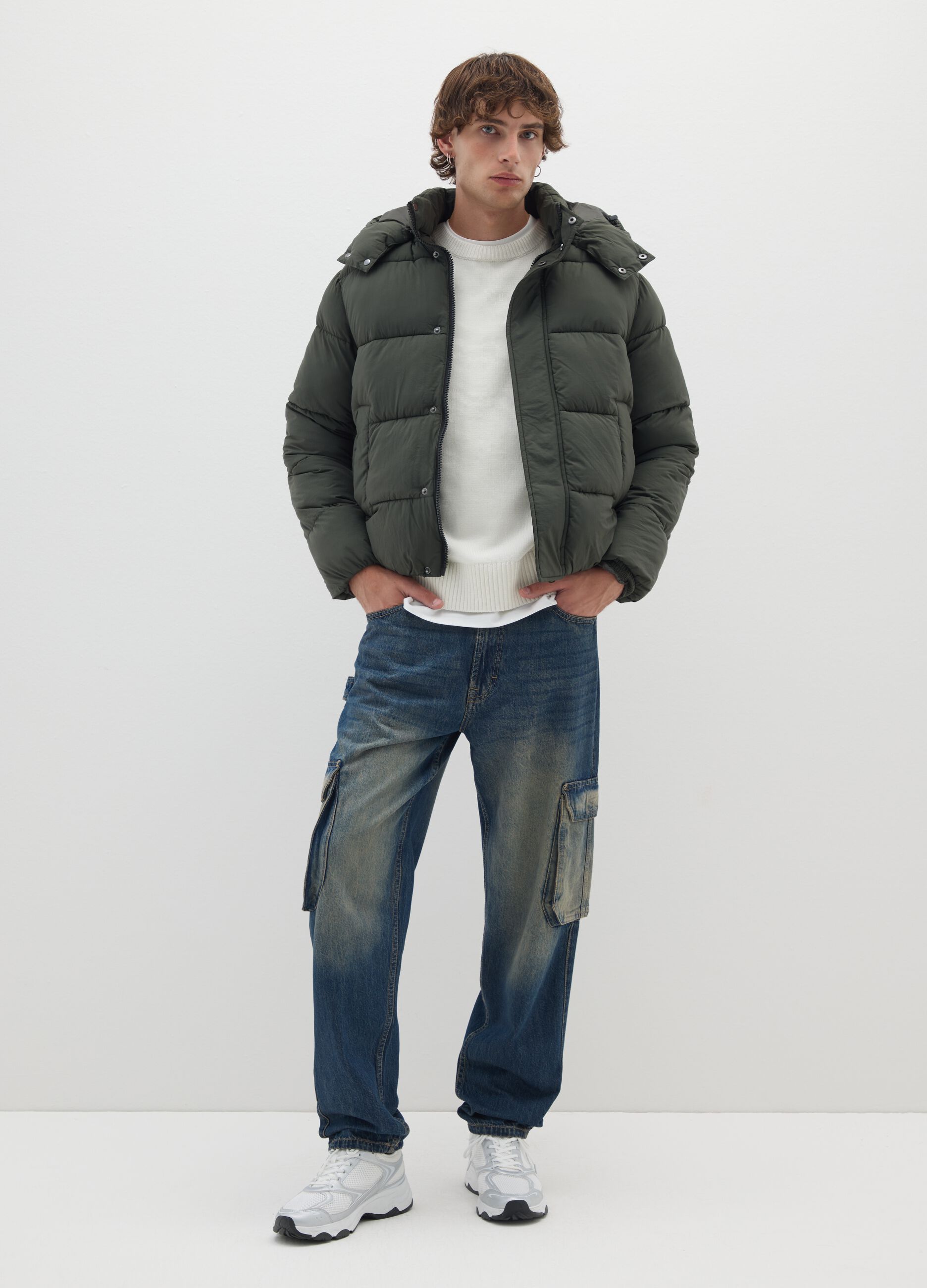 Green Regular Fit Jacket without Hood