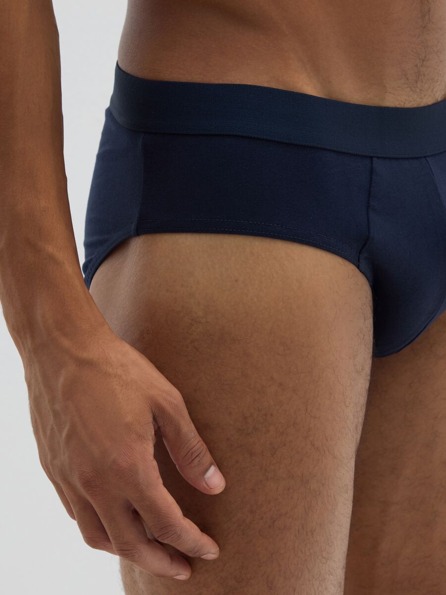 Set of blue pure cotton regular fit briefs tripack_3