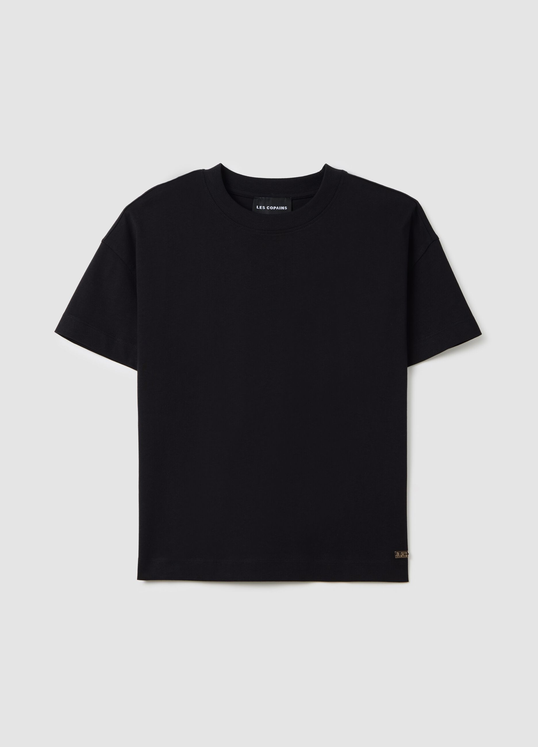 T-shirt da donna in puro cotone nero regular fit