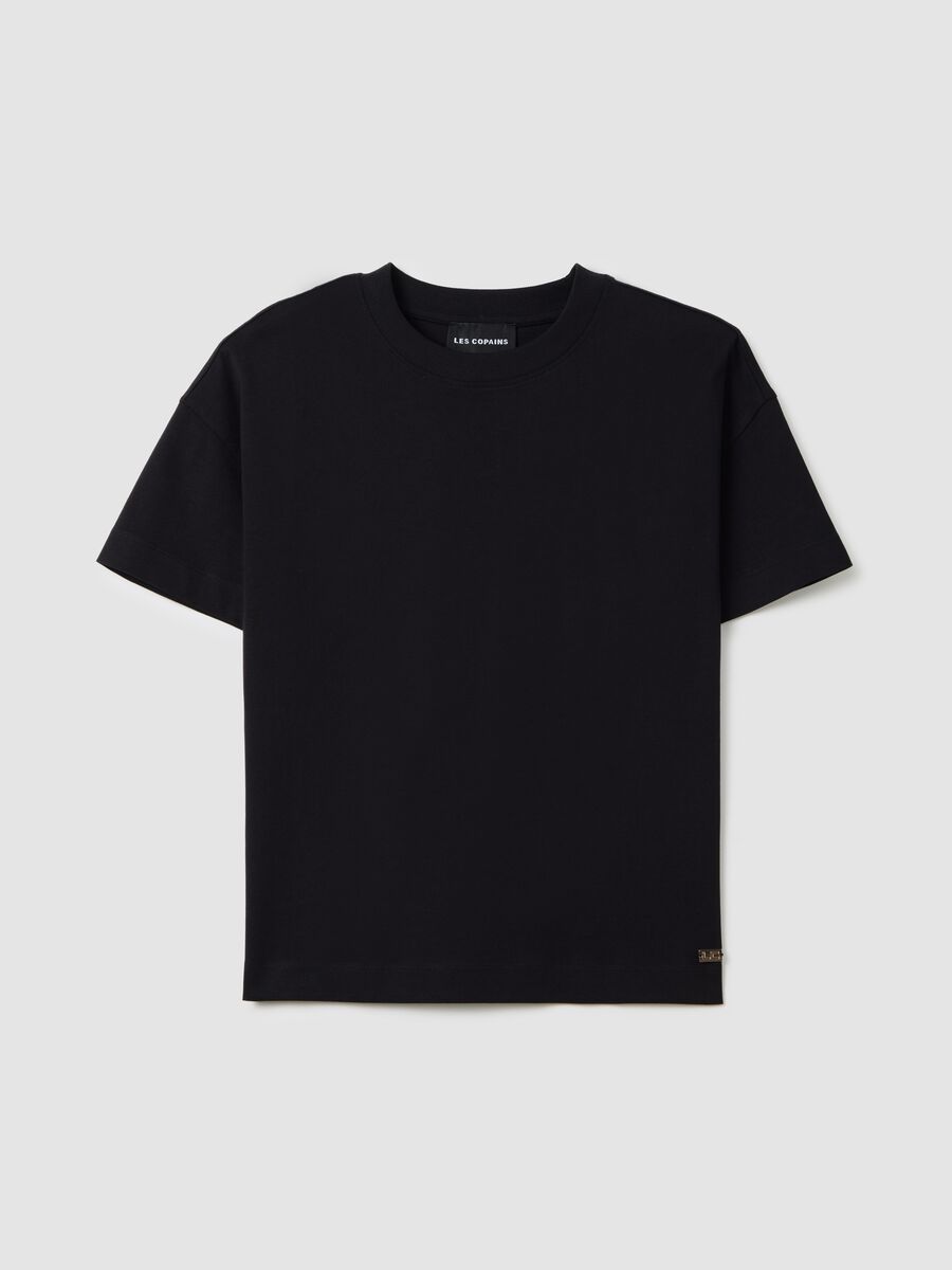 Black pure cotton T-shirt Les Copains_4