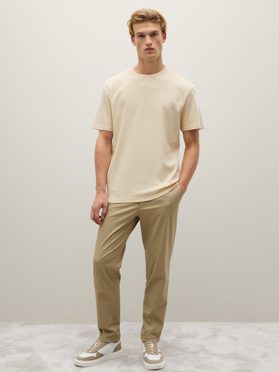 Beige pure cotton regular fit T-shirt_1