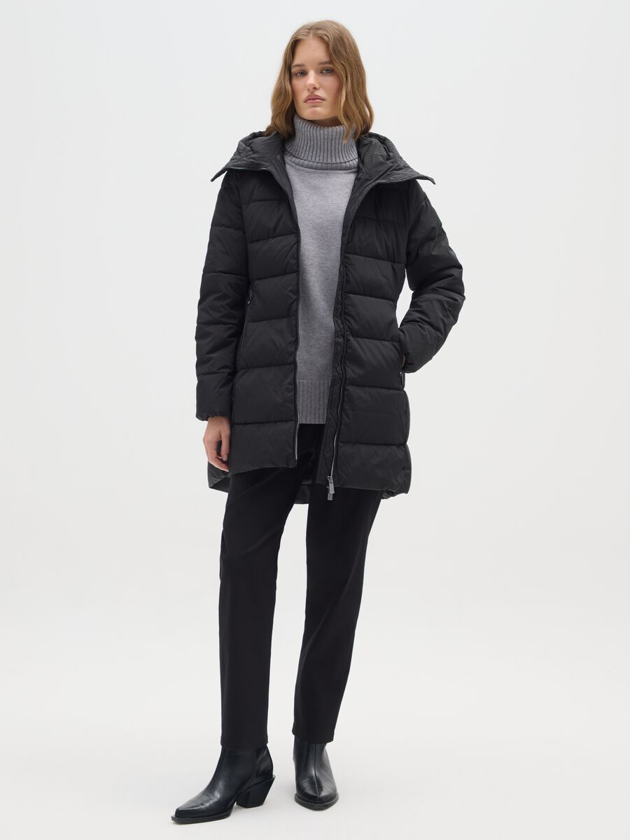 Black padded jacket with hood_1