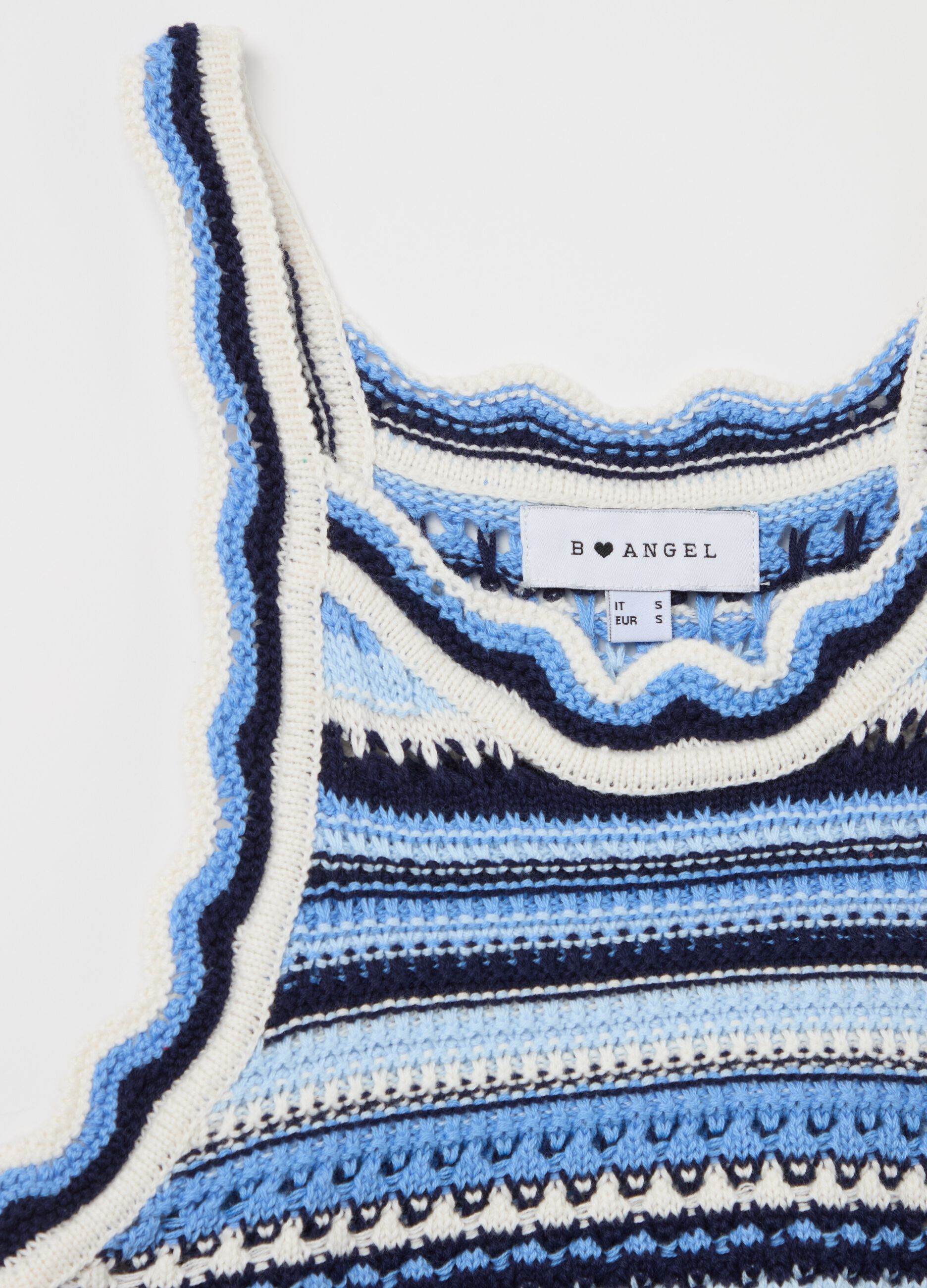 Cropped tank top in multicoloured crochet