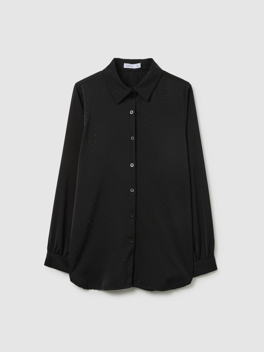 Black shirt with traditional collar regular fit_0