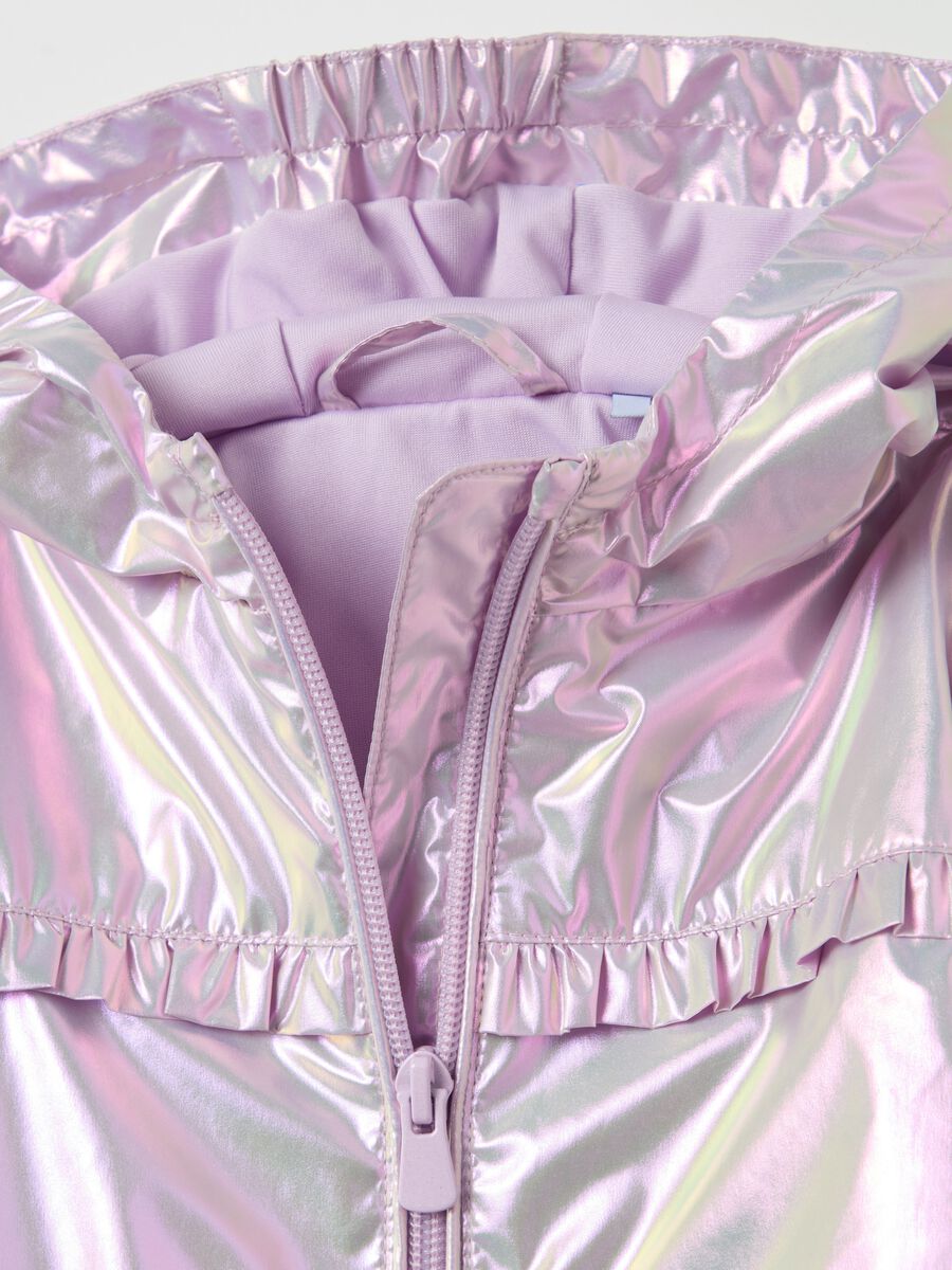 Shiny jacket with hood and frills_2