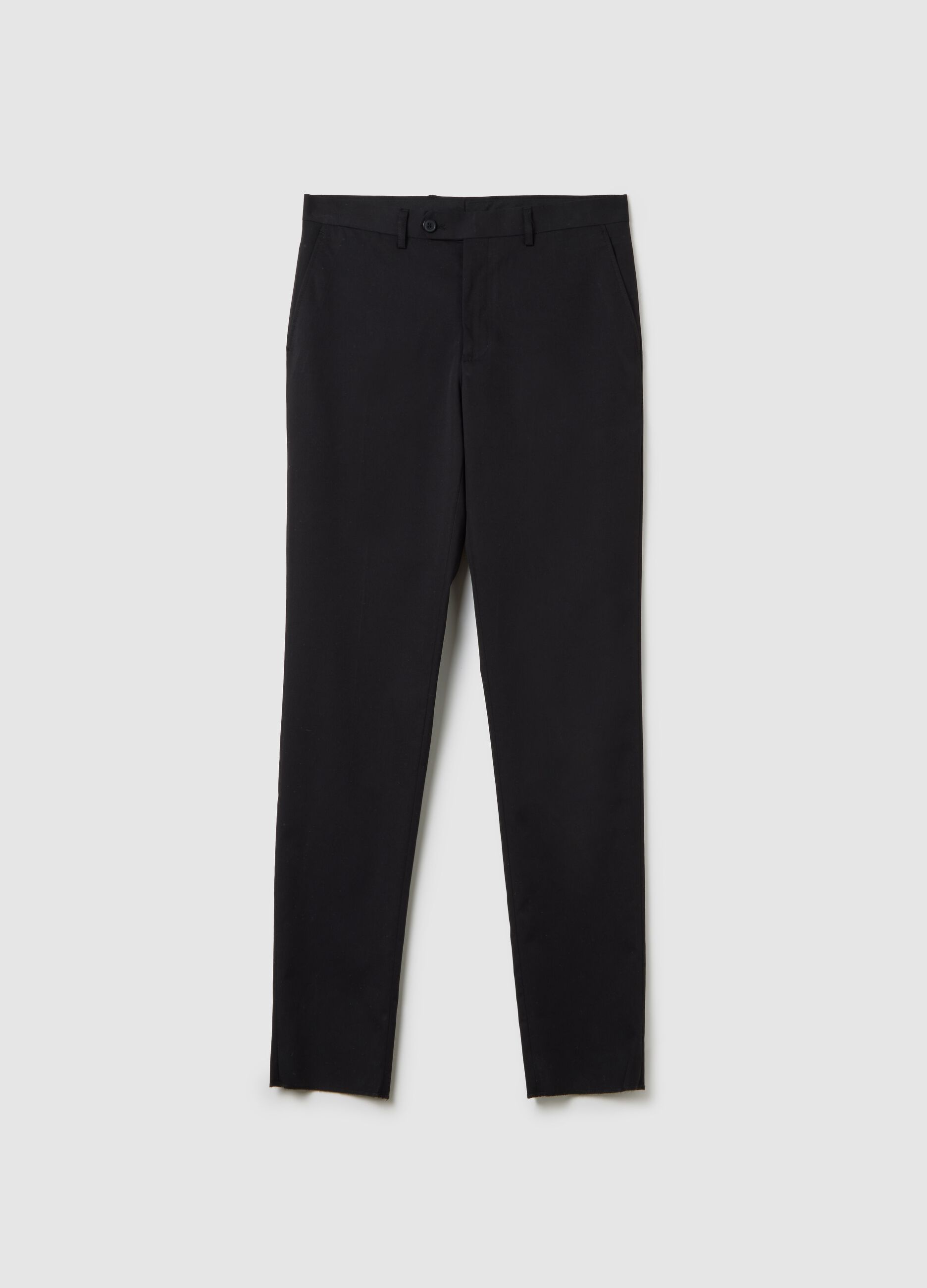 Black Stretch Fabric Regular Fit Trousers