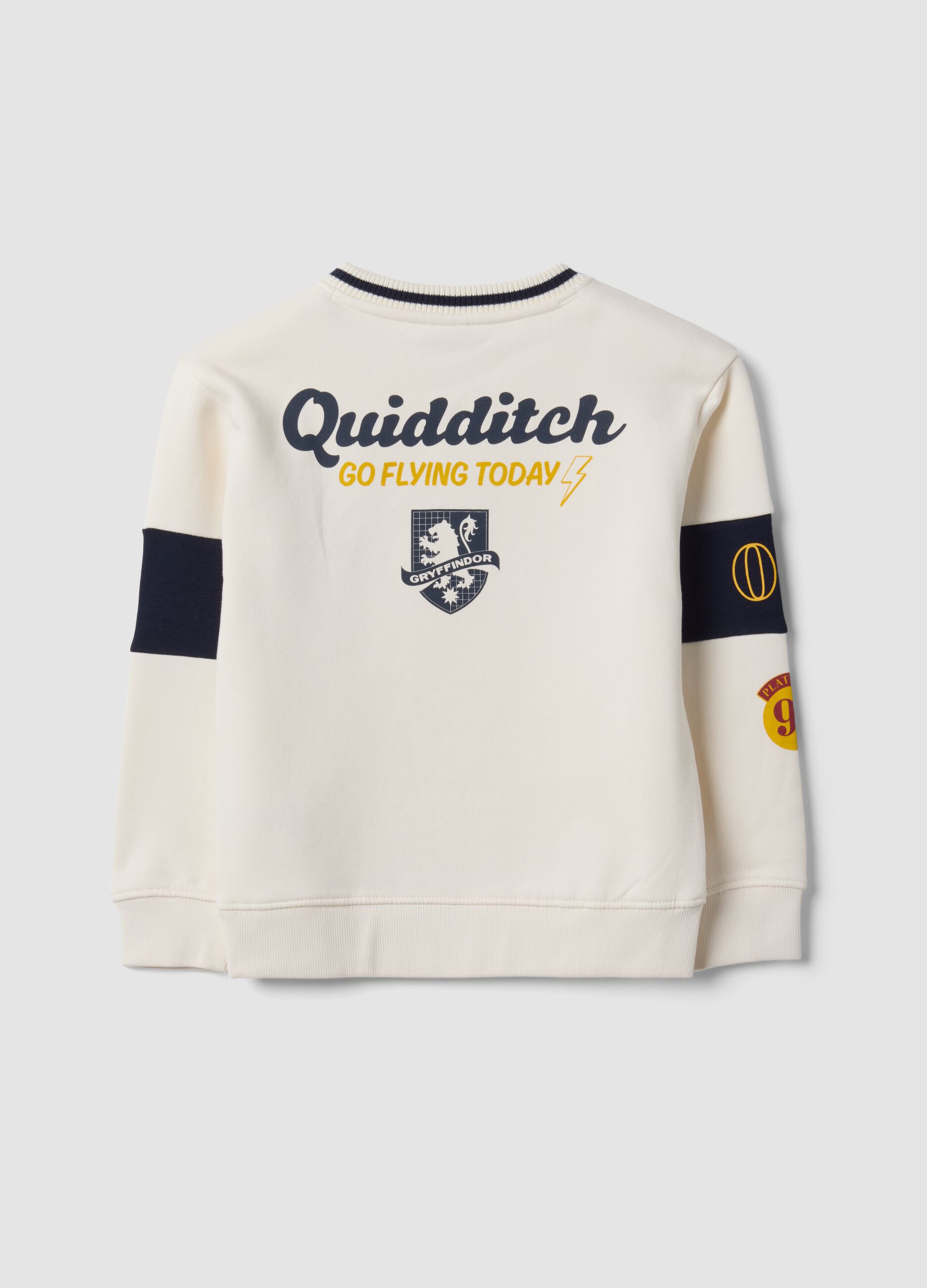 Felpa bianca in misto cotone con scollo a V a tema Harry Potter per bambino