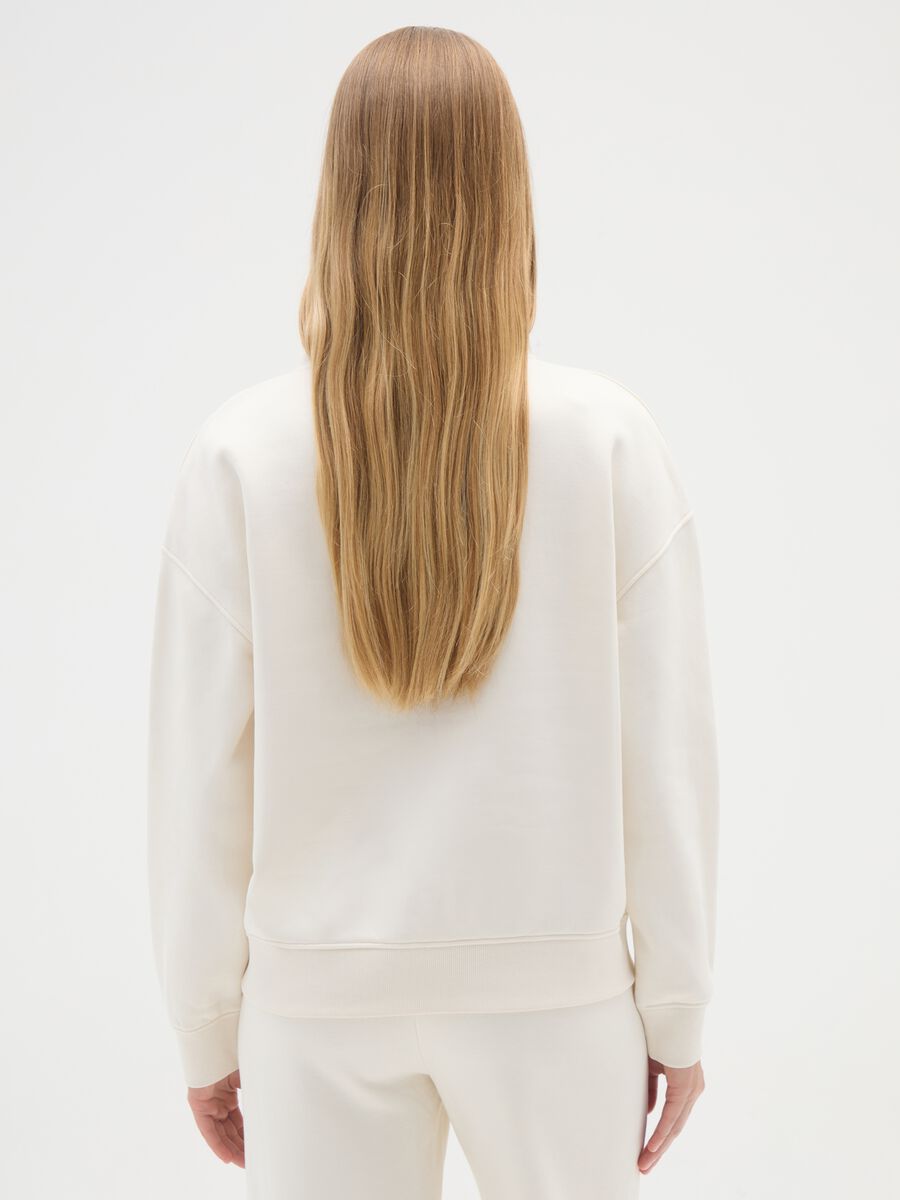 Regular fit beige cotton blend sweatshirt_5