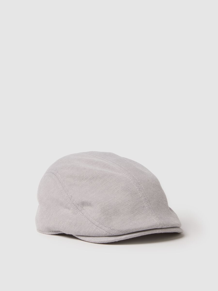 Grey chambray flat cap regular fit_0