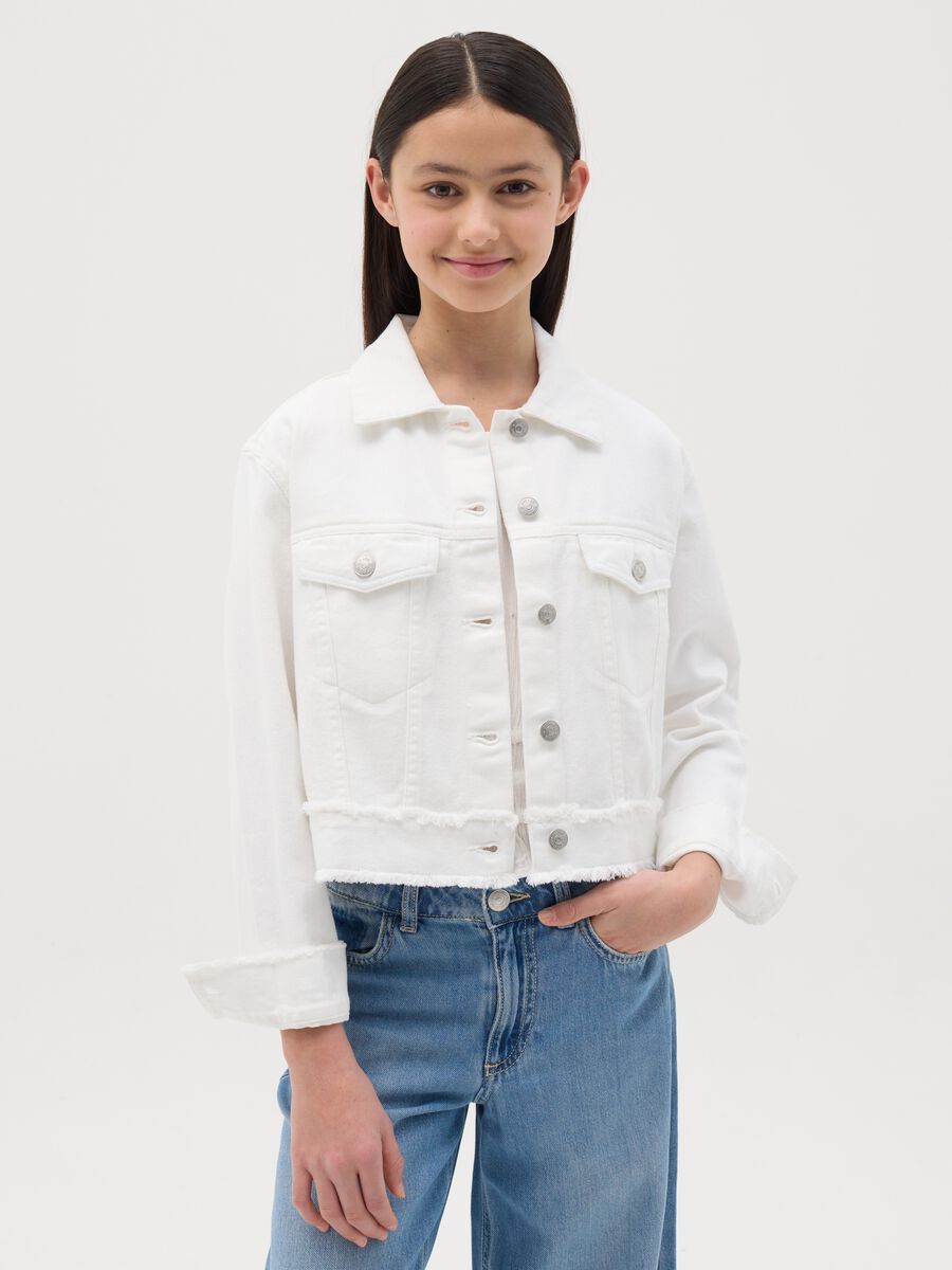 Cropped-fit denim jacket_0