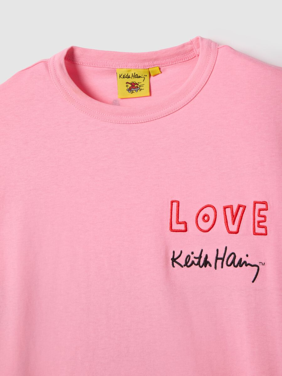 Pink pure cotton T-shirt regular fit with Keith Haring print_5