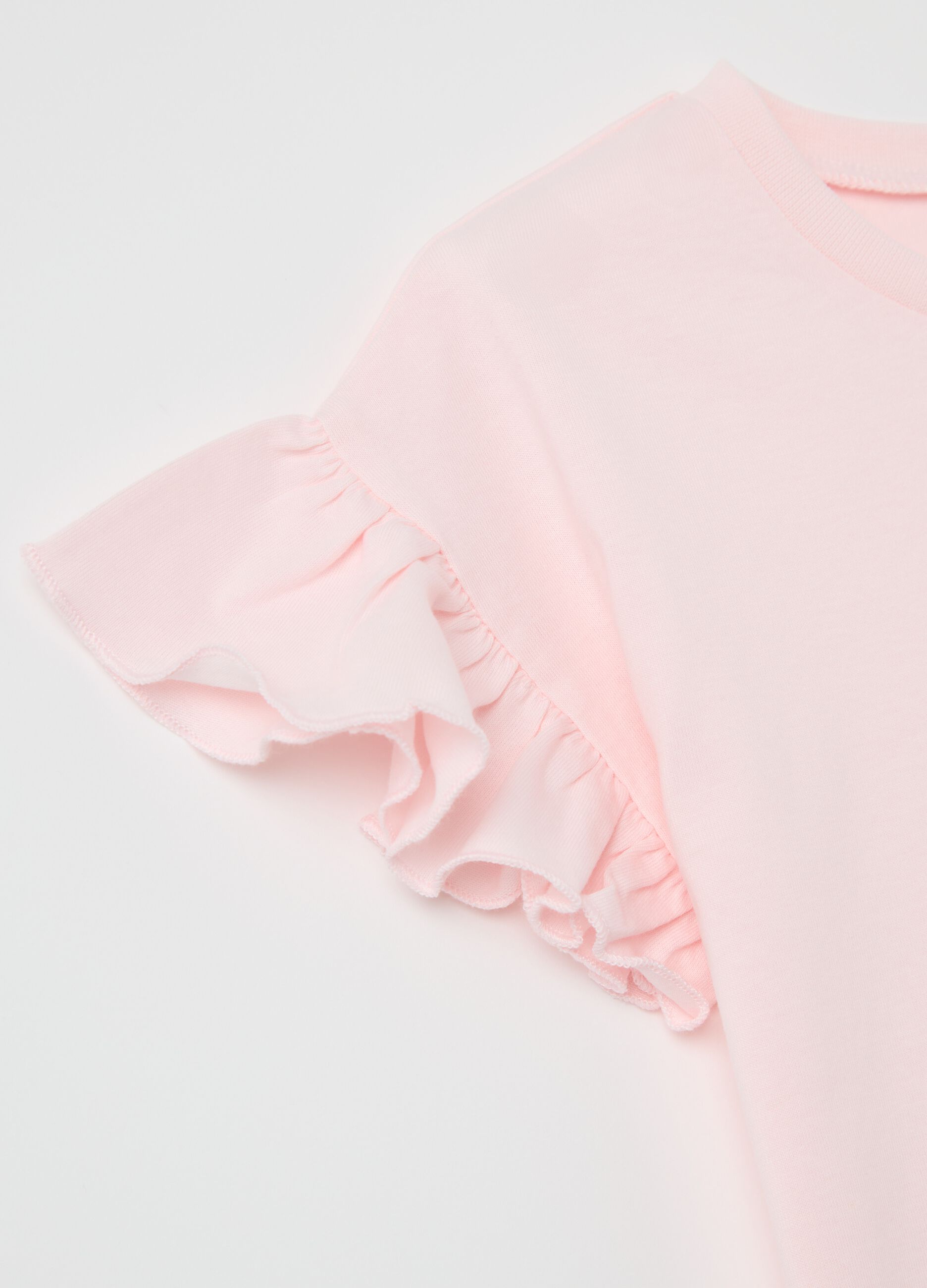 T-shirt rosa in cotone con strass