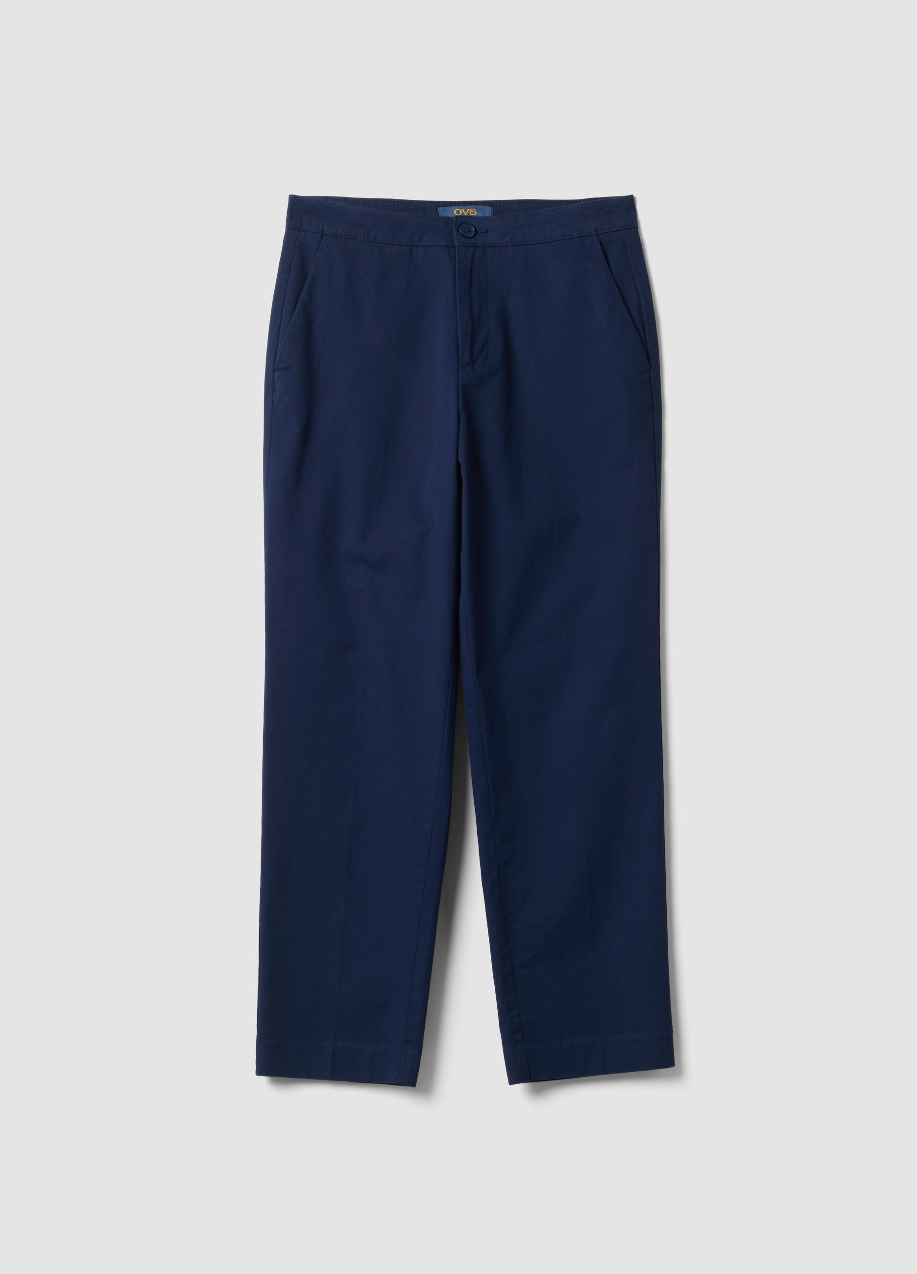 Blue regular-fit pure cotton chino trousers