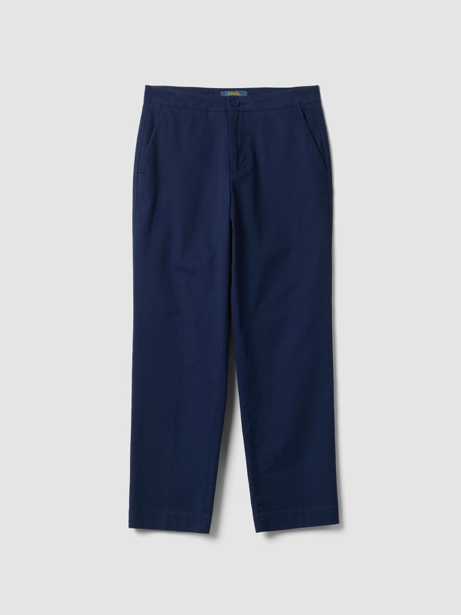 Blue regular-fit pure cotton chino trousers_4