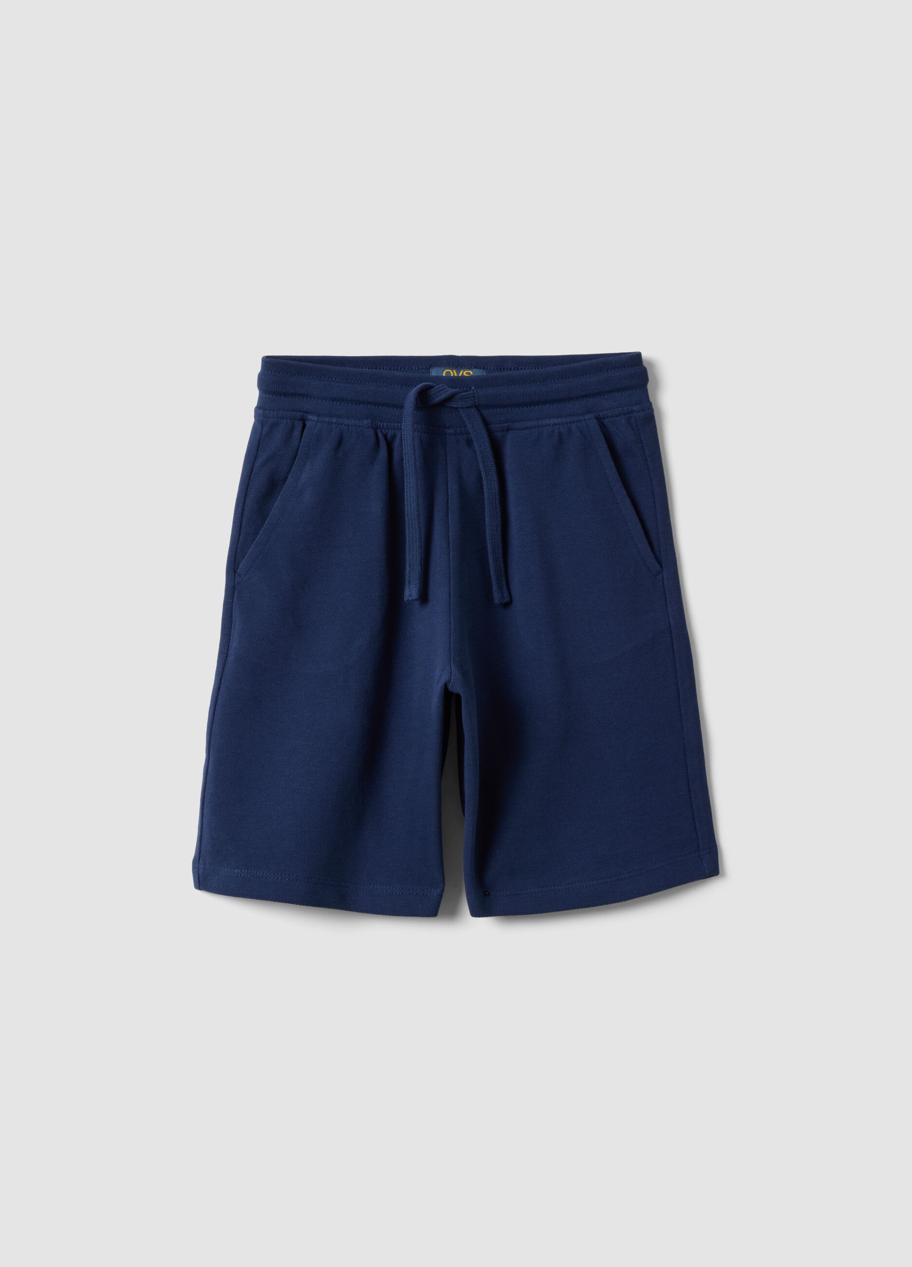 Shorts in puro cotone blu da bambino regular fit