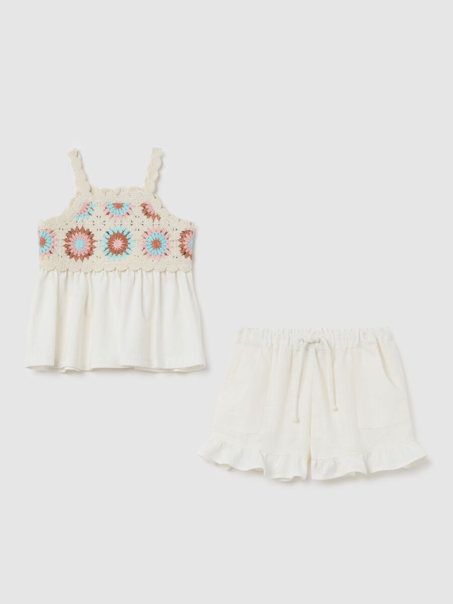 White summer outfit for girls with details_0