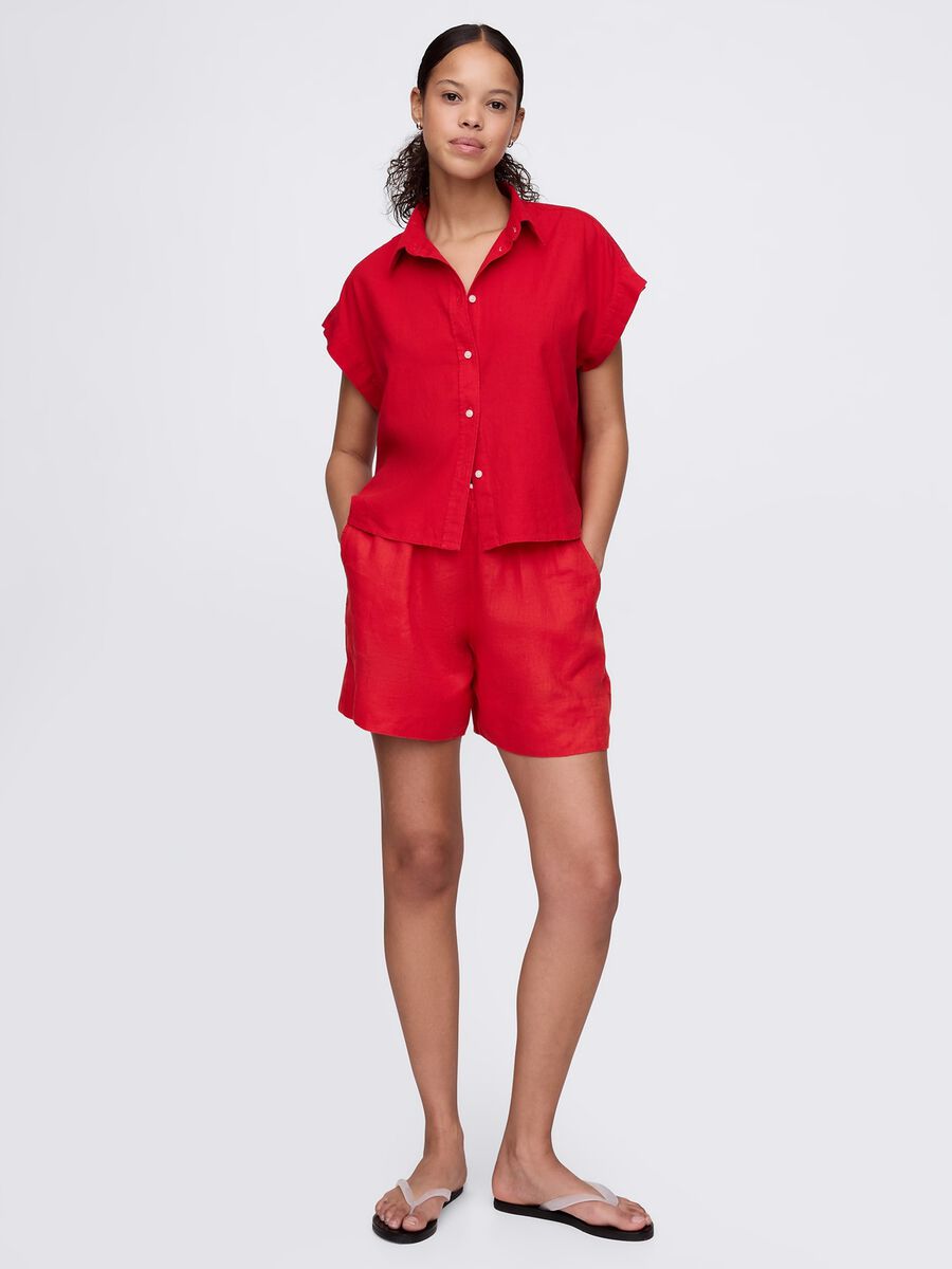 Red shirt in linen and viscose_1