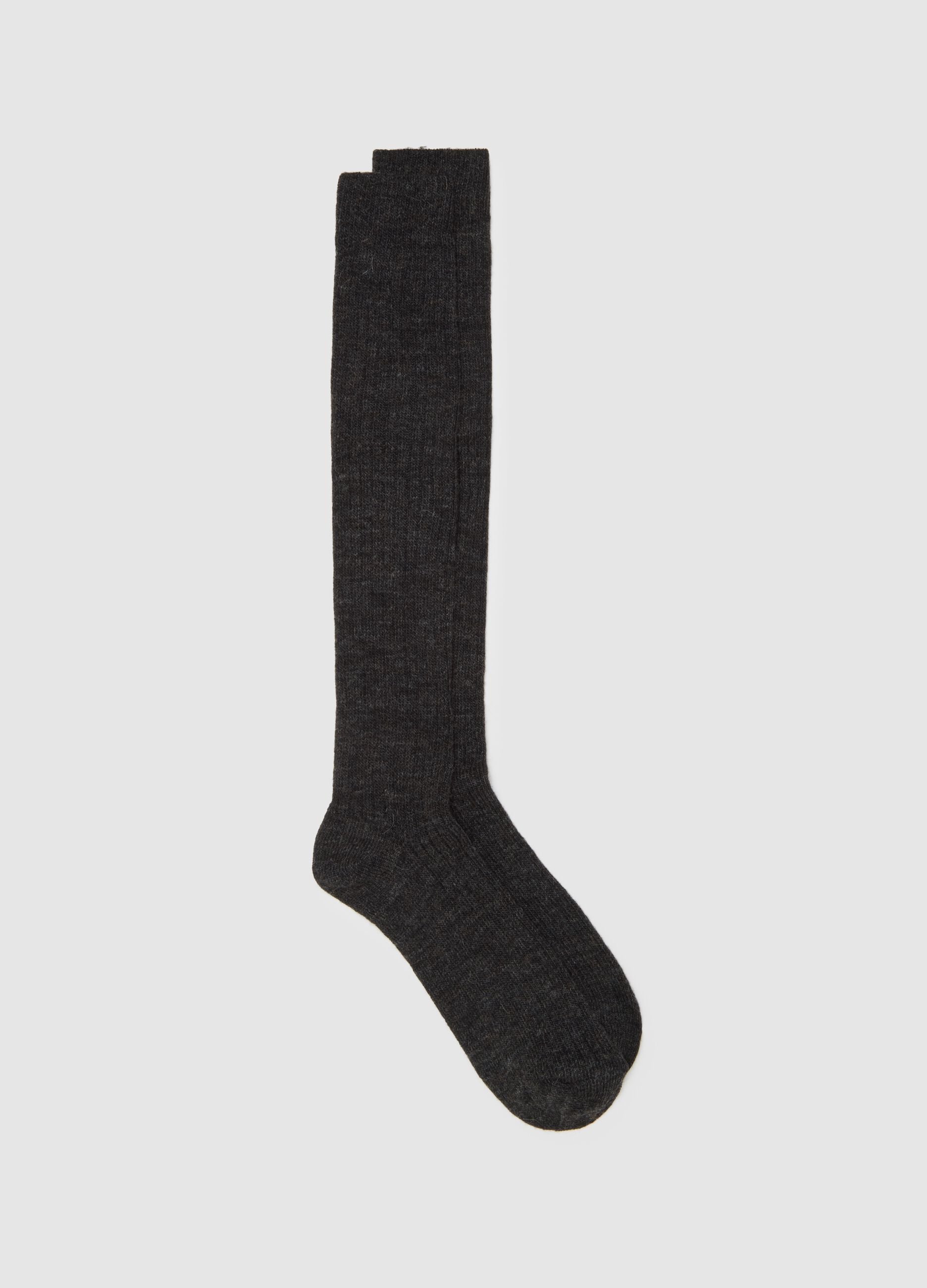 Grey striped long socks