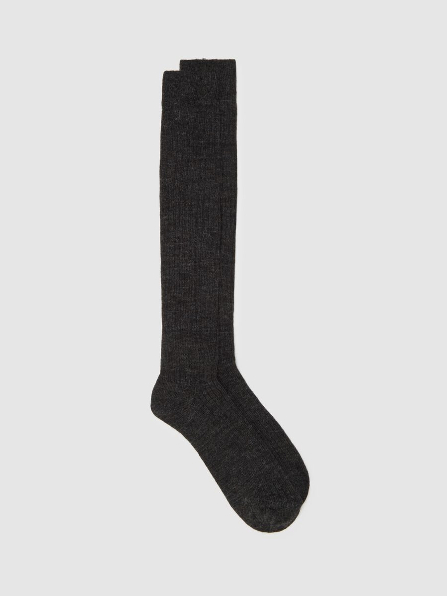 Grey striped long socks_0