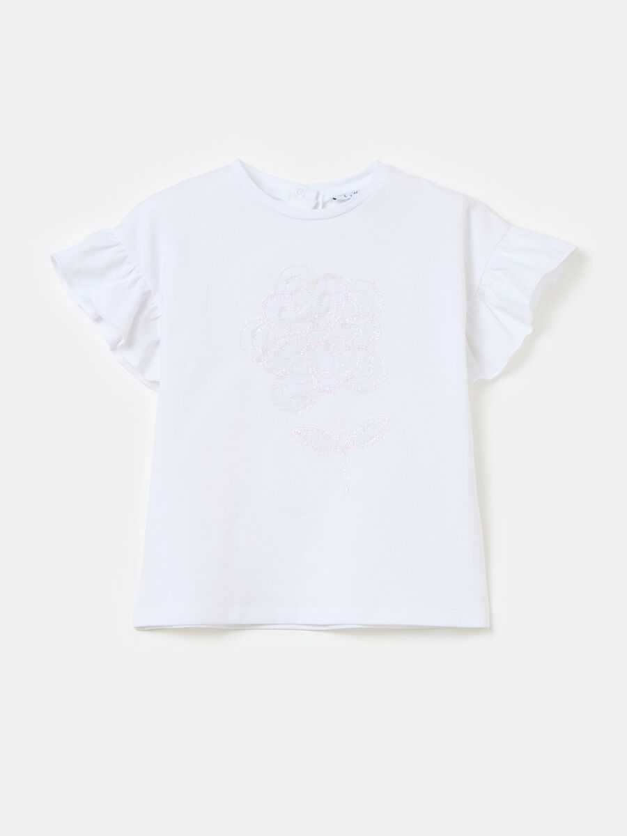 T-shirt con applicazione fiore_0