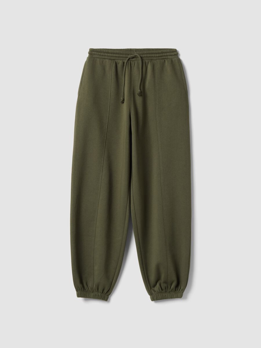 Pantaloni jogger verdi in misto cotone con coulisse_0