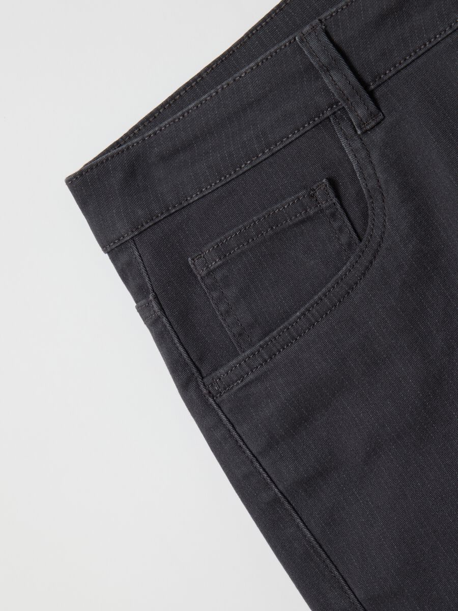 Regular black stretch cotton shorts_5