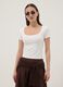 White stretch cotton T-shirt with square neckline_0