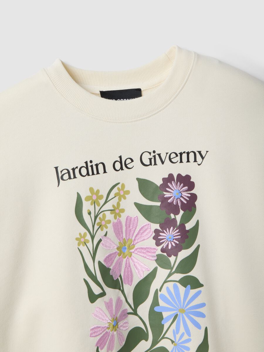 Beige regular fit cotton blend sweatshirt with print_5