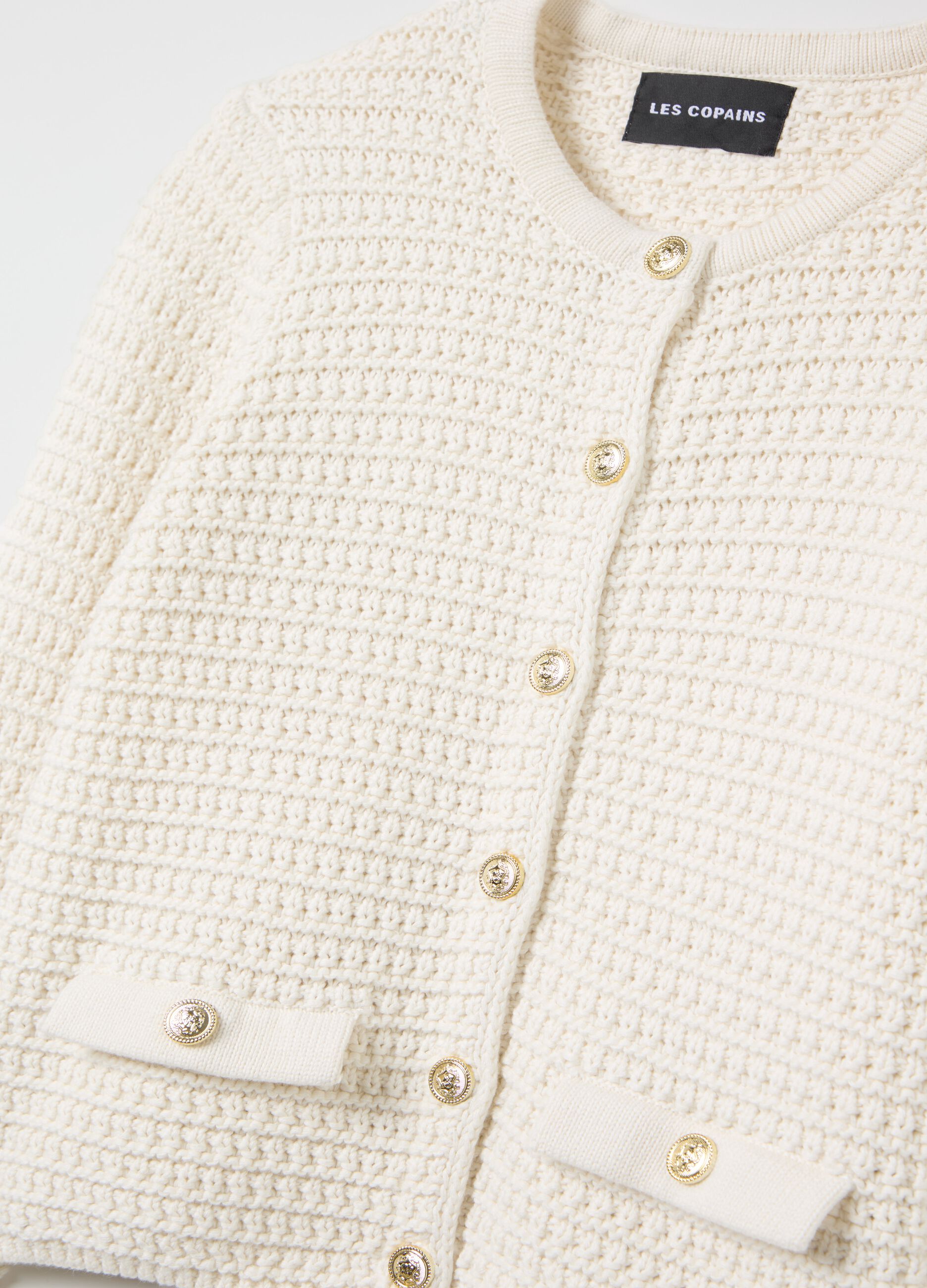 Knit cardigan jacket with golden buttons