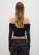 Black Stretch Fabric Top with Off-the-Shoulder Design_2