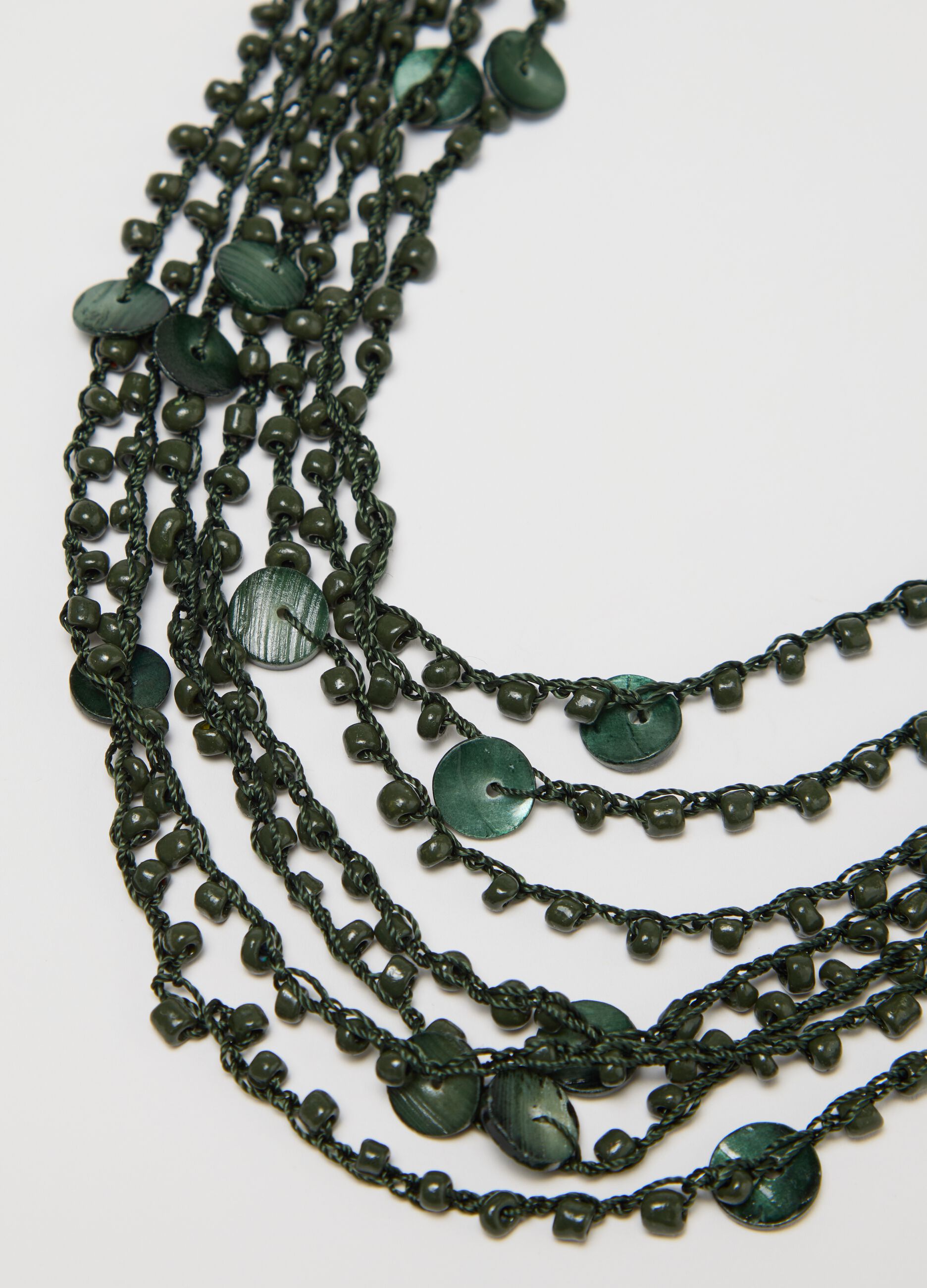 Collana crochet verde con tondini