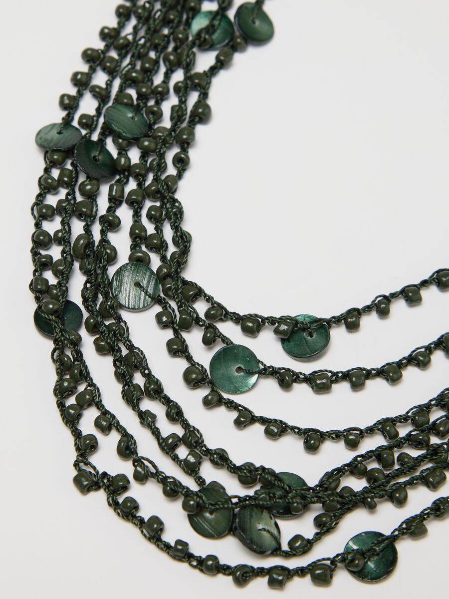 Green crochet necklace with discs_2